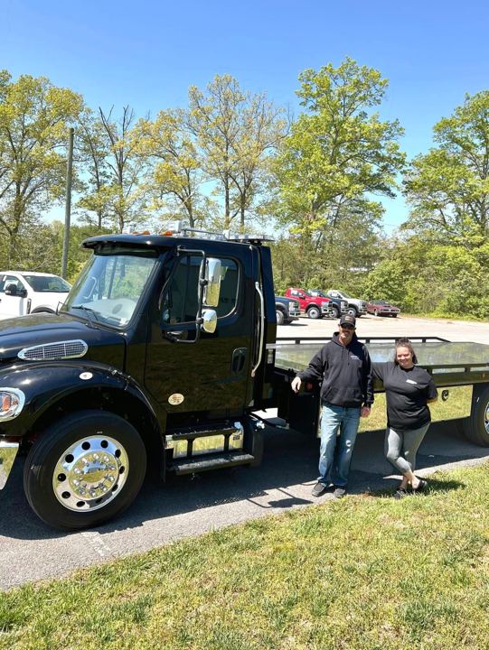 Black Freightliner delivery