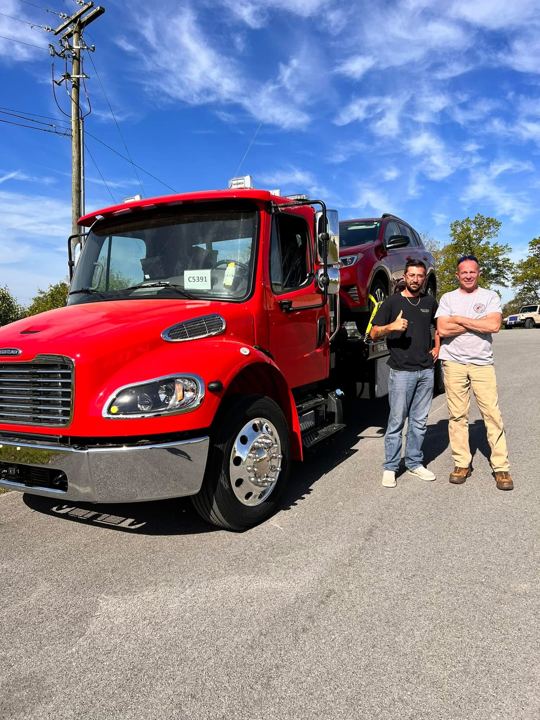 Red Freightliner delivery